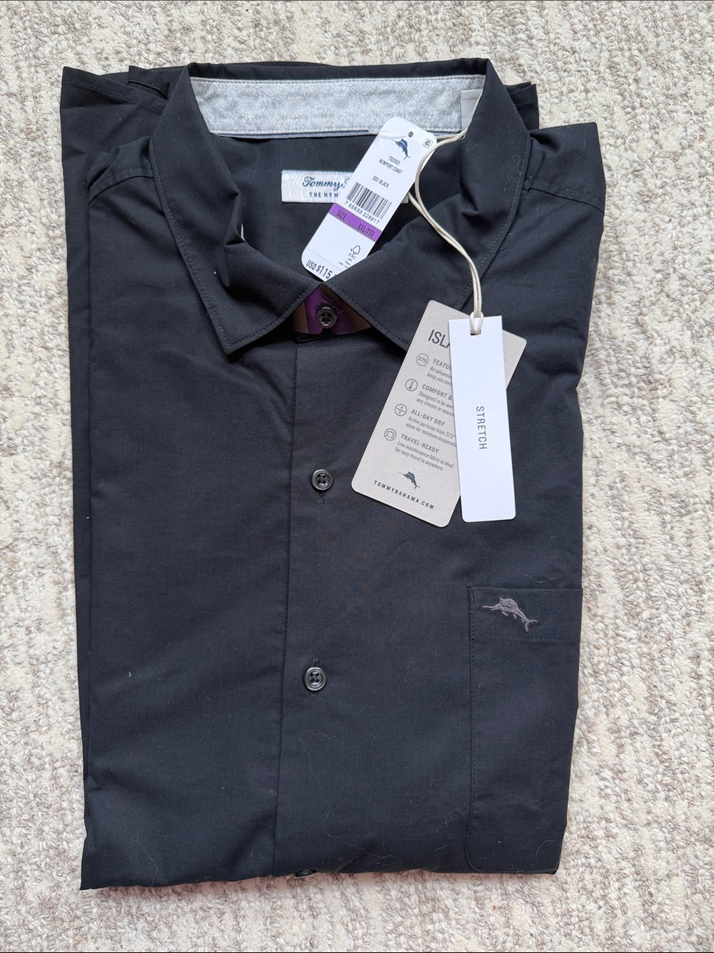 Tommy Bahama Men's Black Button-Down Stretch Shirt XXL